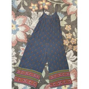 NATURAL LIFE Jumpsuit Size Medium Wide Leg Loose Gray Blue Bohemian Rayon Romper